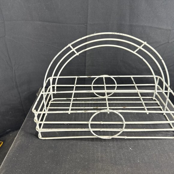 Vintage Mid-Century Modern White Wire 8-Glass Drink Caddy Classic Retro Design - Picture 5 of 7